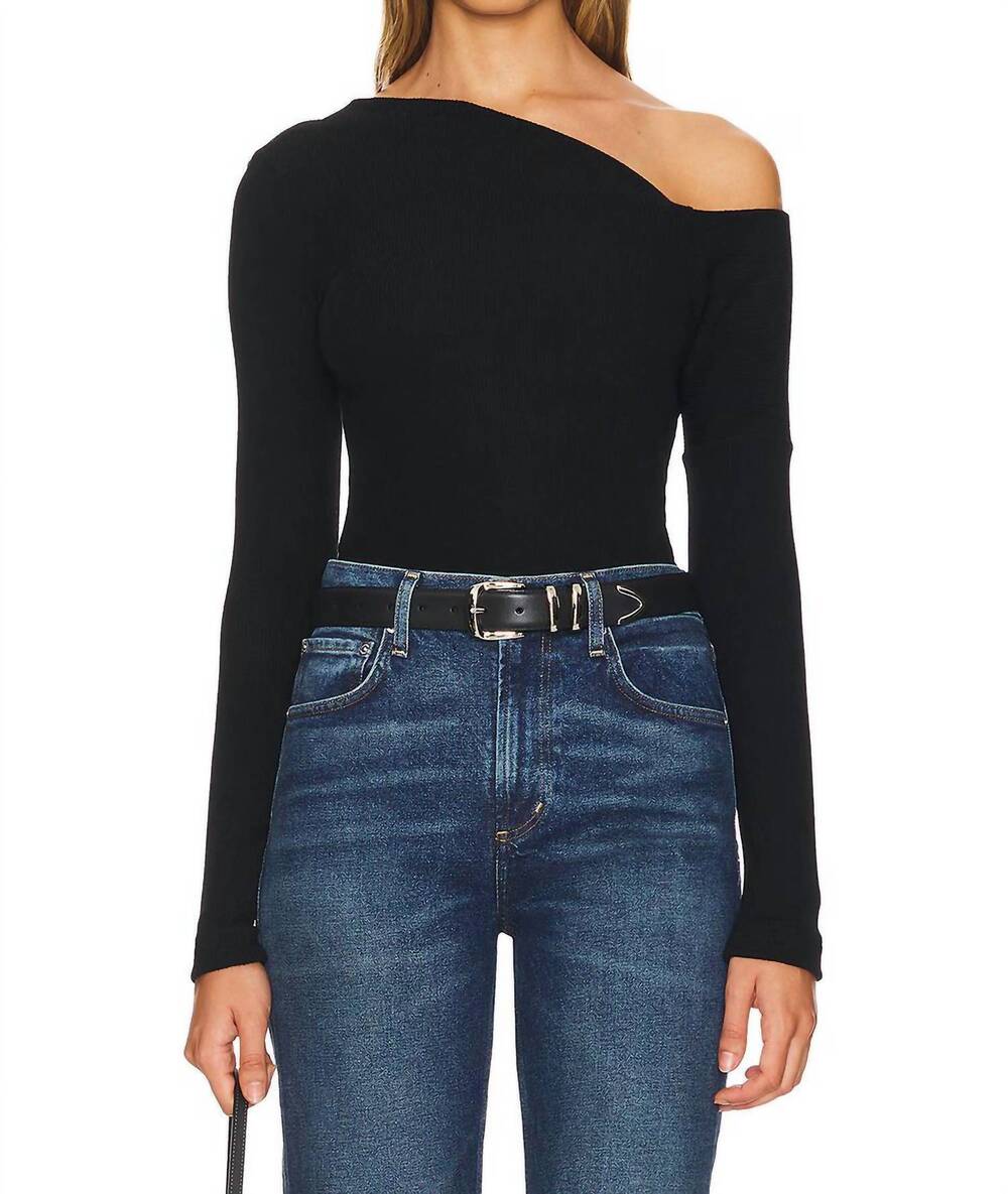 NEW ENZA COSTA knit slouch shoulder long sleeve sweater in black